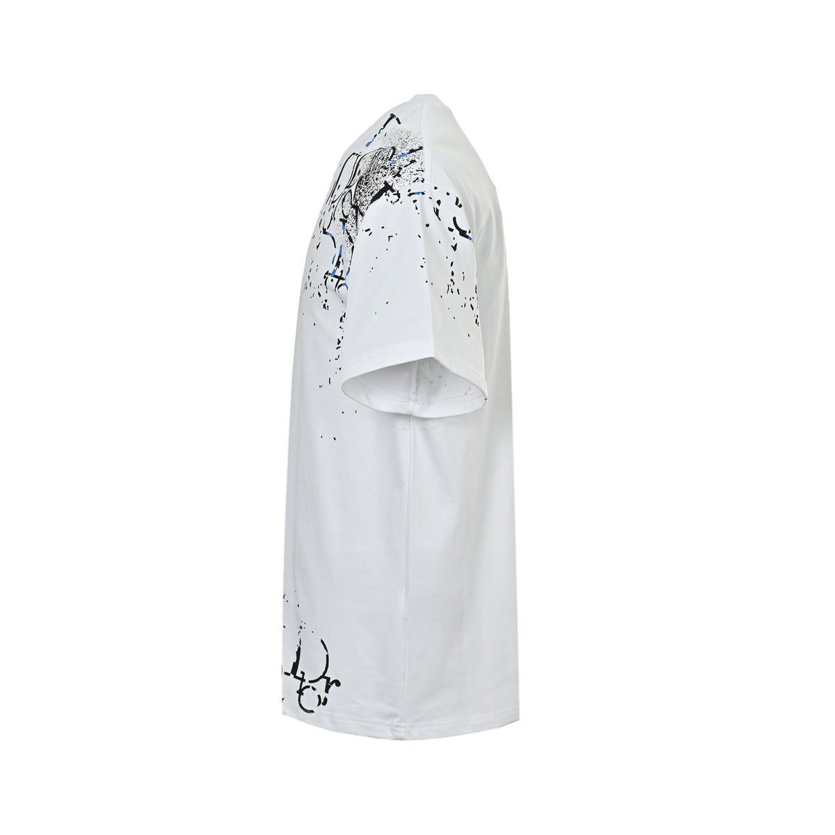 Dior Men's White Splatter Oblique Logo Print T-Shirt