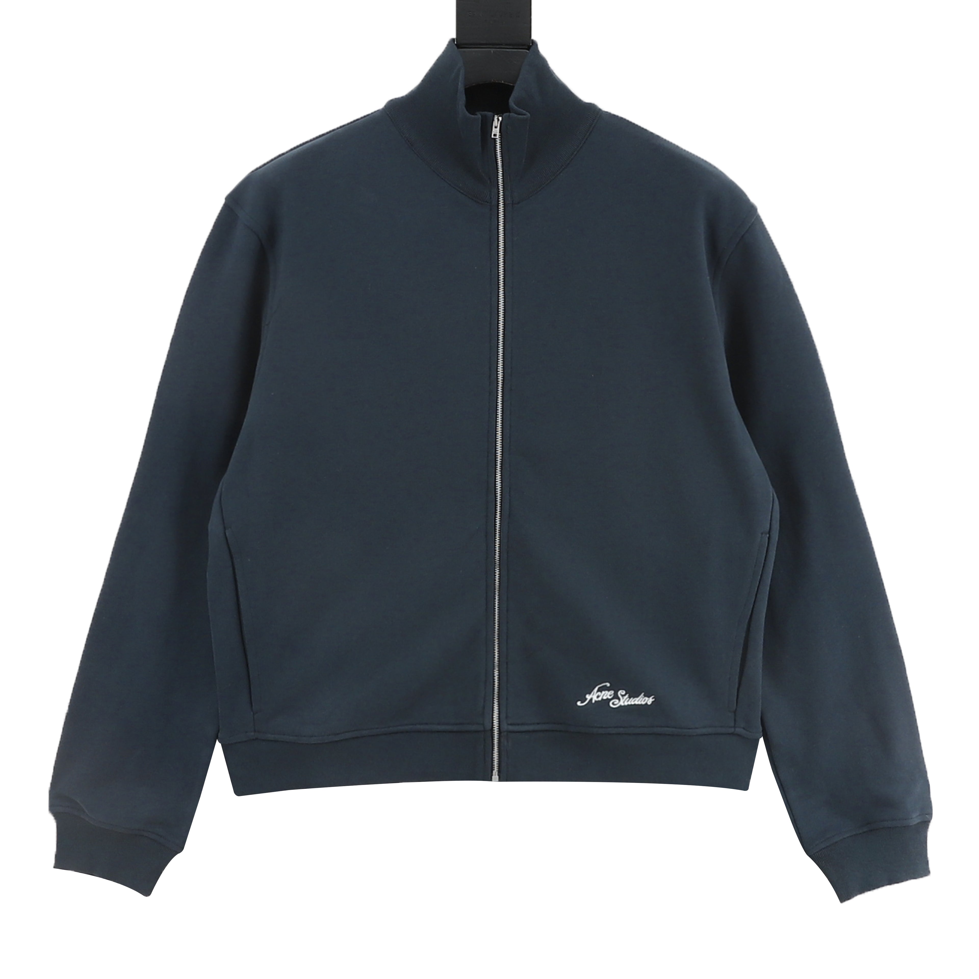 Acne Studios Tonal Script Embroidery Zip Jacket — Black