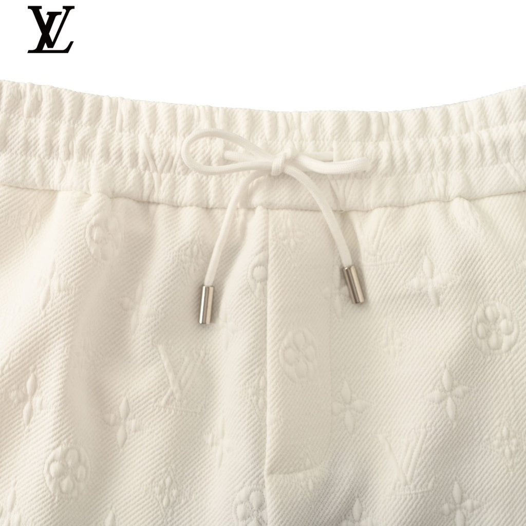 Louis Vuitton White Embossed Monogram Drawstring Shorts