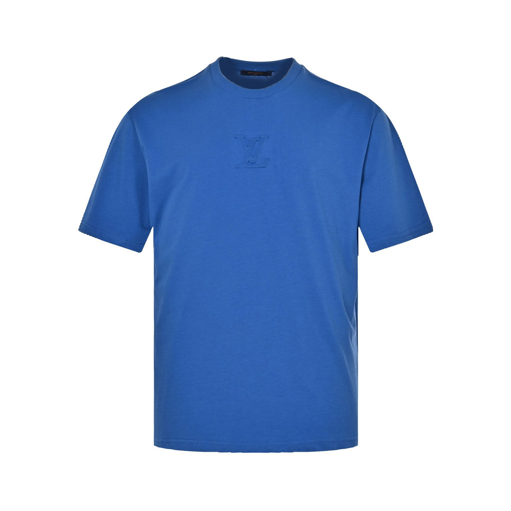 Louis Vuitton Embossed LV Logo Short-Sleeve T-Shirt in Blue