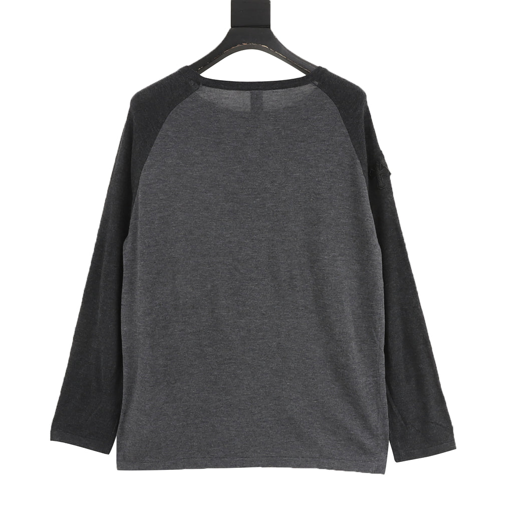 Chrome Hearts CH Gothic Logo Cross Embroidered Raglan Long-Sleeve T-Shirt
