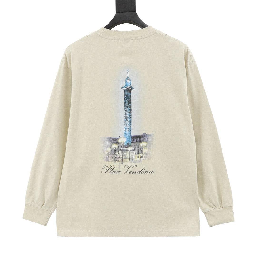 VOGUE Women's Men's Cream Logo Long-Sleeve T-Shirt