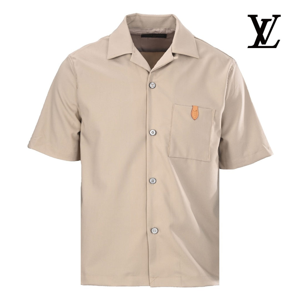 Louis Vuitton Men's Beige Camp Collar Short Sleeve Shirt