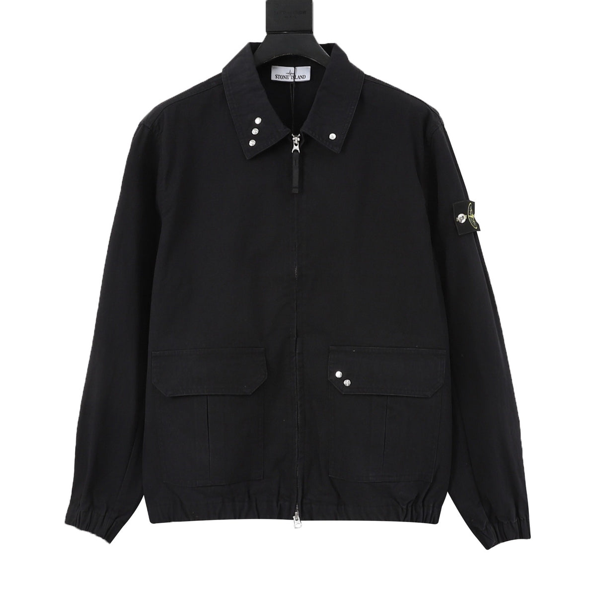 Stone Island Women's & Men's Black Compass Patch Zip-Up Jacket