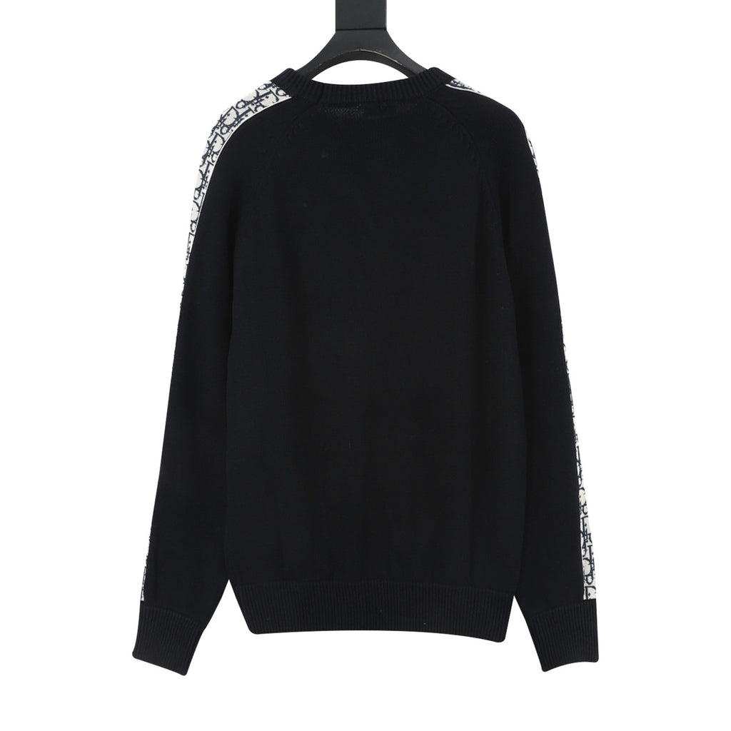 Dior Women's Men's Black Oblique Stripe Crewneck Sweater