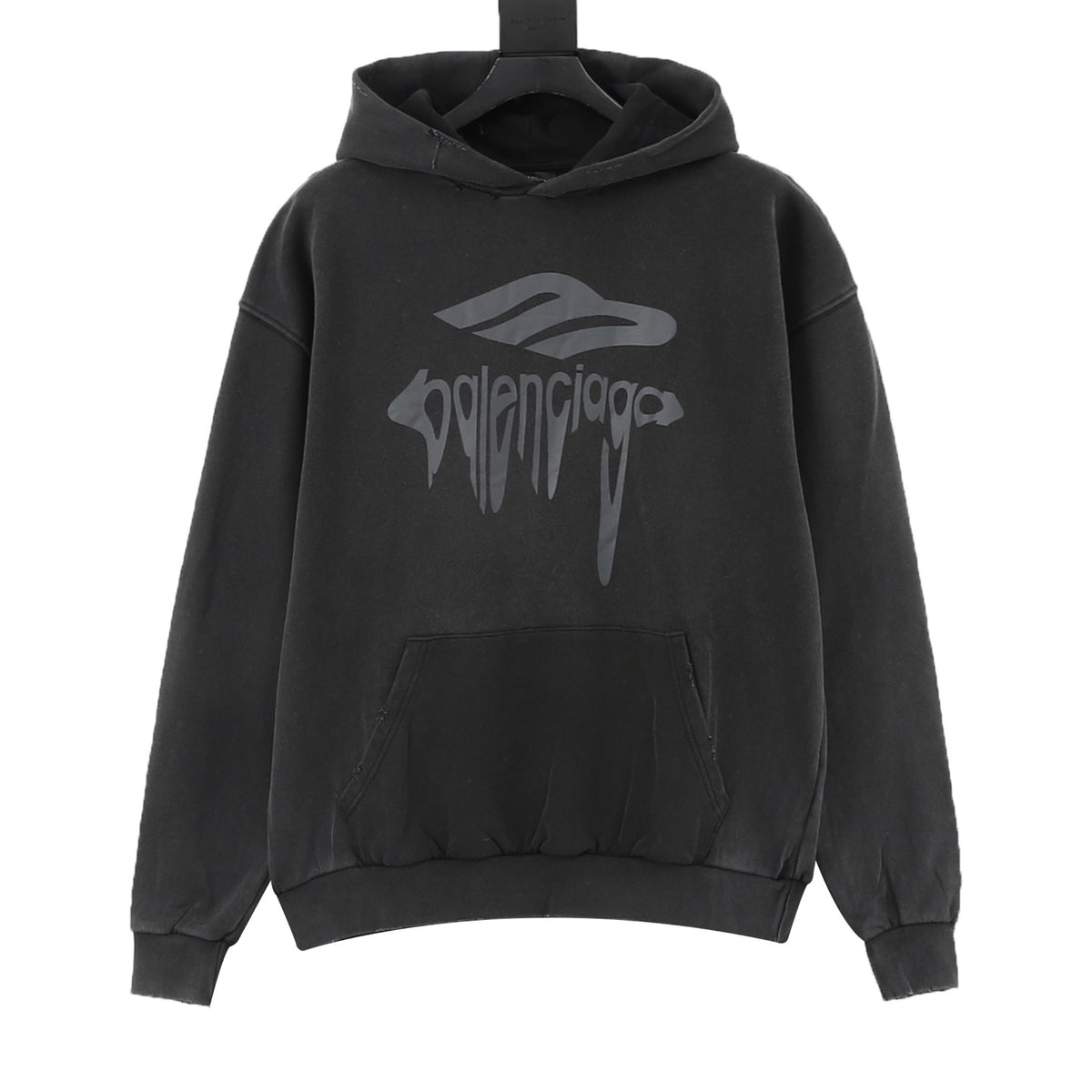 Balenciaga Women's Men's Black Paris Liberty Graphic Distressed Pullover Hoodie
