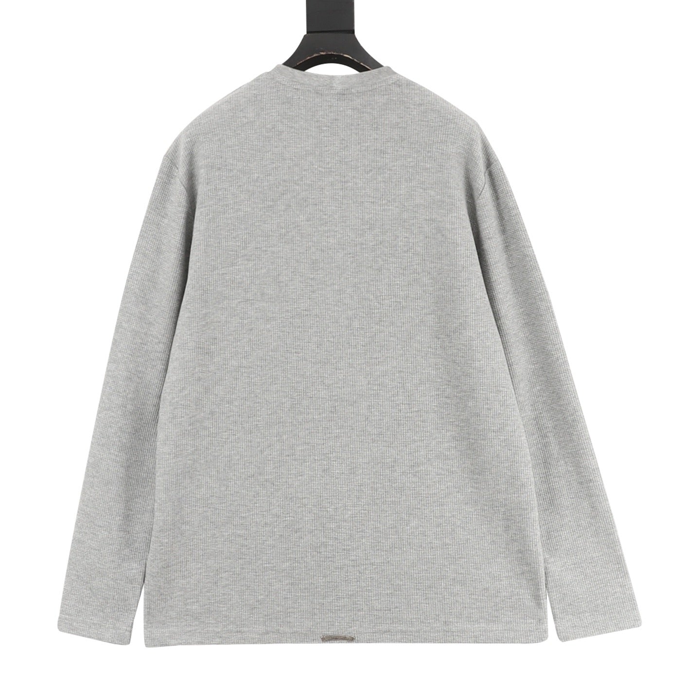 Chrome Hearts Cross Leather Label Waffle Henley Long Sleeve | Black Grey Luxury Streetwear