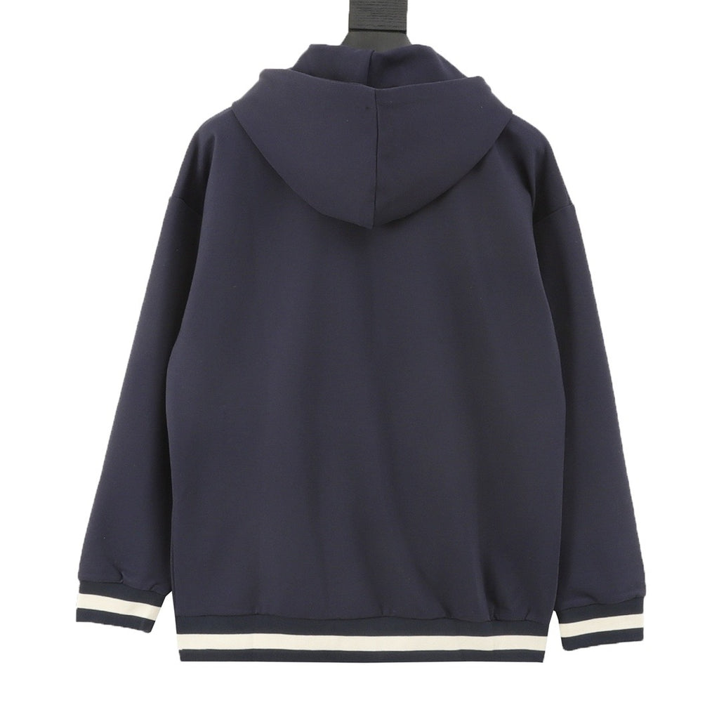 Gucci Women's Men's Navy Stripe Logo Full-Zip Hooded Jacket