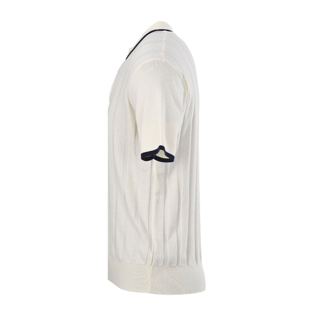 Loro Piana Off-White Contrast-Trim Knit Polo Shirt