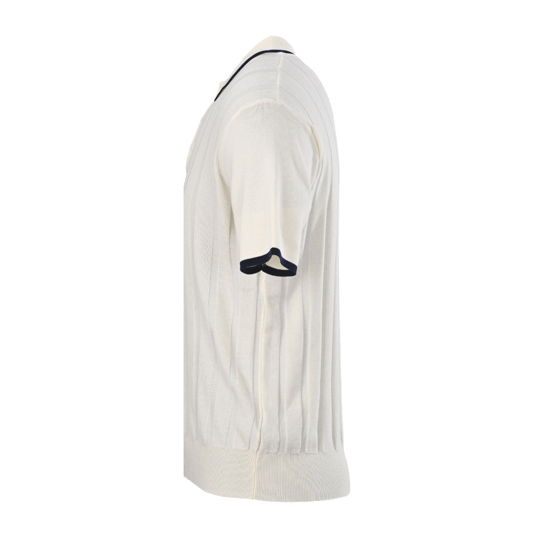 Loro Piana Off-White Contrast-Trim Knit Polo Shirt