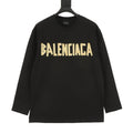Balenciaga Masking Tape Logo Long Sleeve T-Shirt | Off-White Distressed Graphic Tee