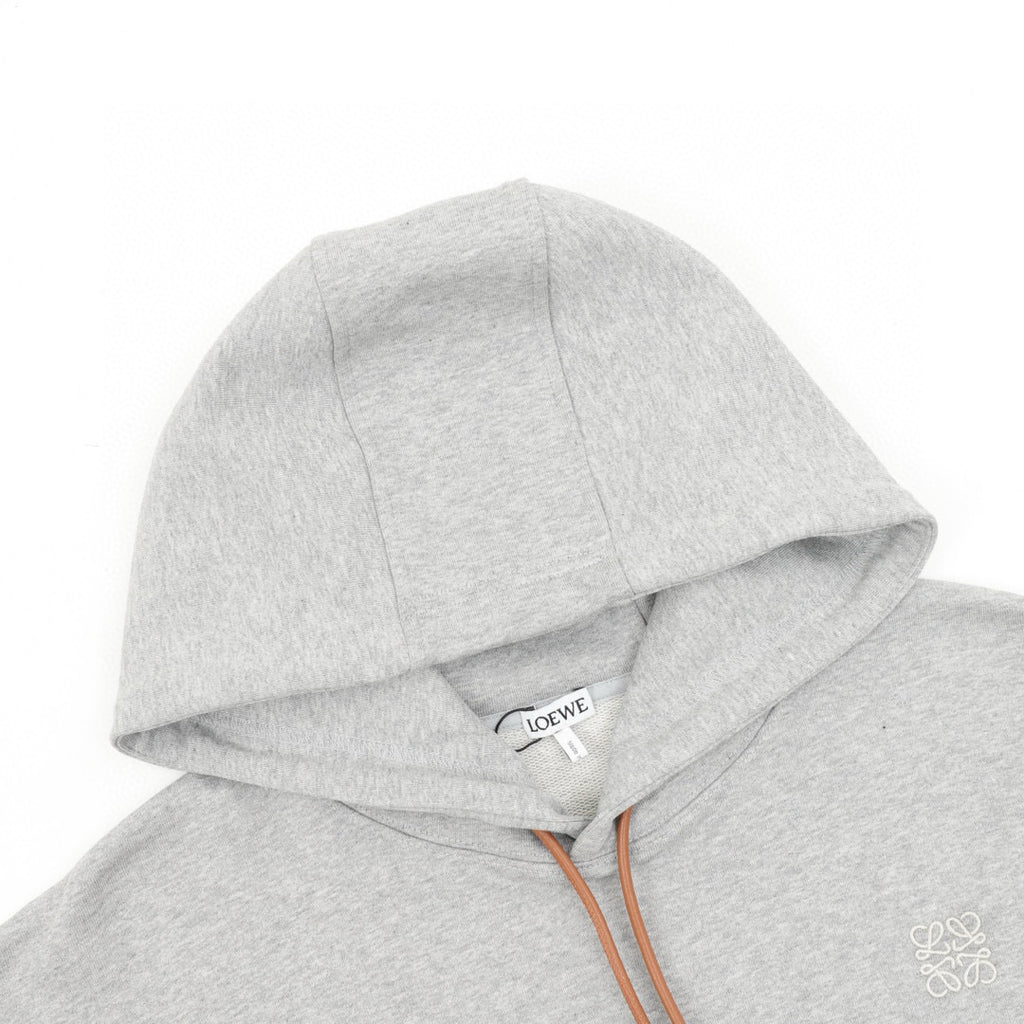 Loewe Anagram Leather Drawstring Hoodie
