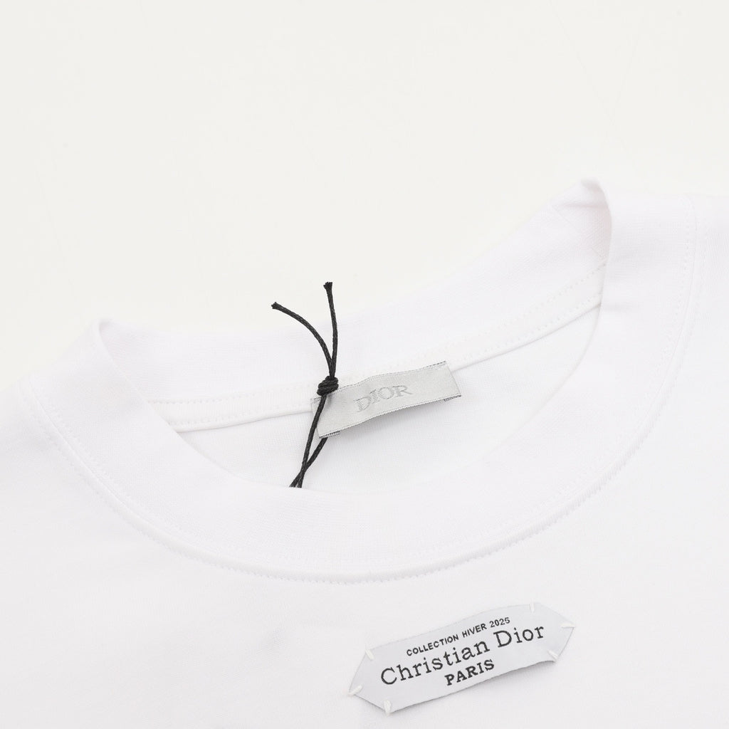 Dior Women's / Men's Label Logo Long-Sleeve T-Shirt in White