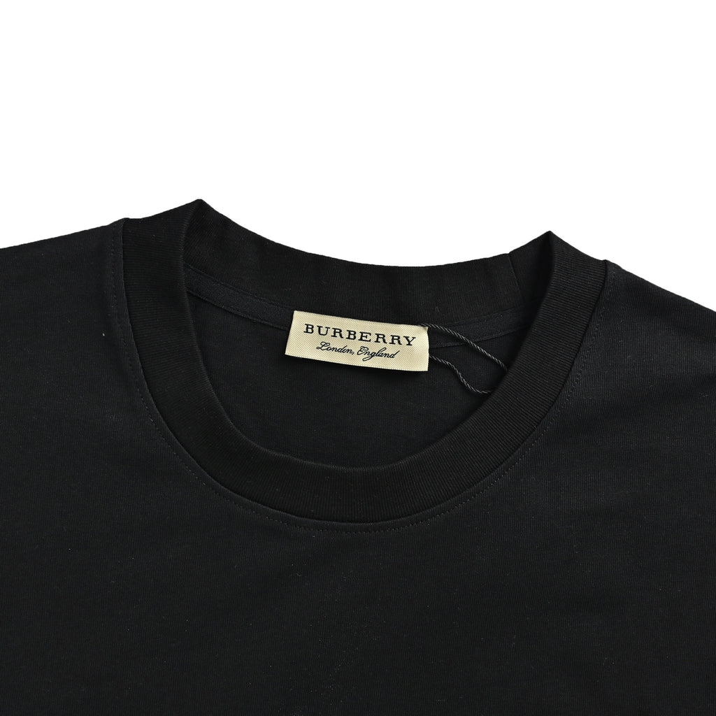 Burberry Oval Knight Check Logo Short-Sleeve T-Shirt in Black