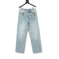 Casablanca Women's Men's Light Wash Blue Pin Embroidery Wide-Leg Jeans