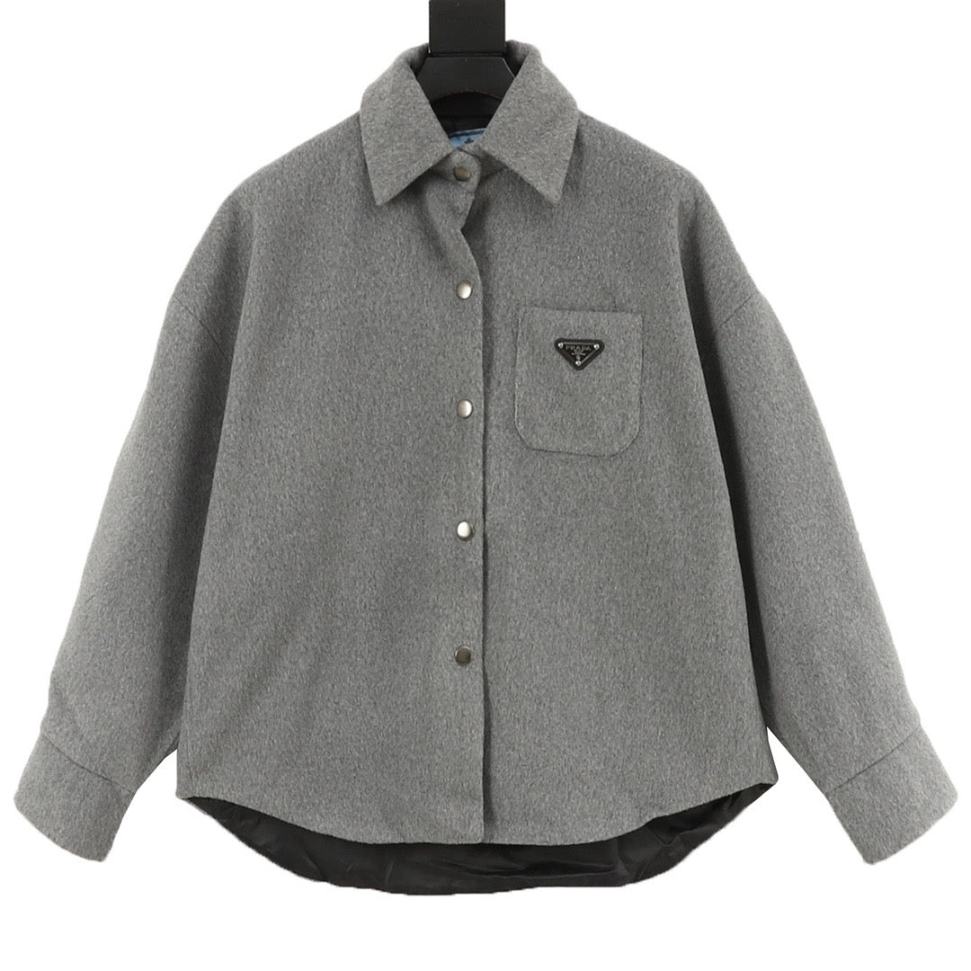 Prada Women's Men's Grey Wool Shirt Jacket