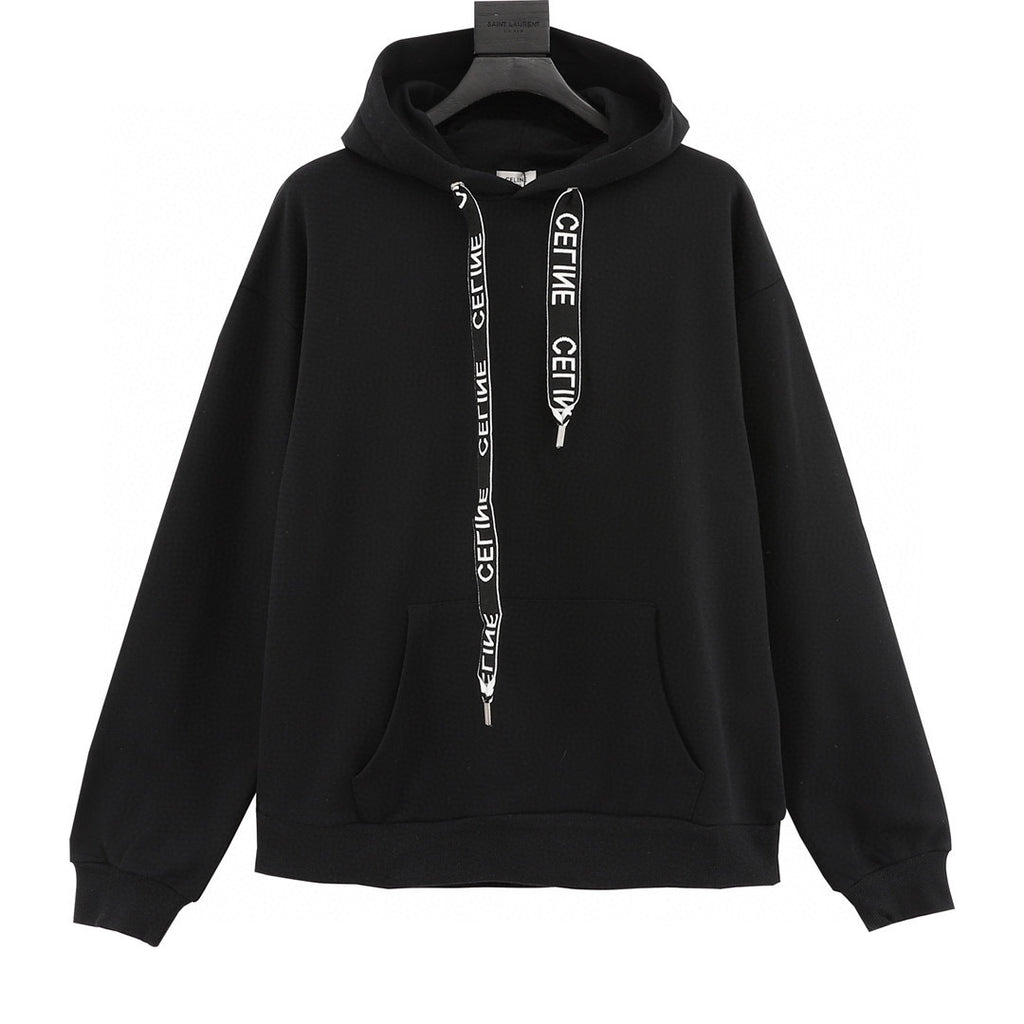 Celine Dual-Tone Logo Webbing Drawstring Oversized Hoodie