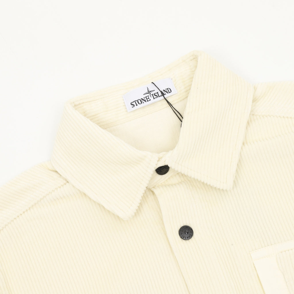 Stone Island Women's & Men's Cream Compass Patch Corduroy Shirt Jacket