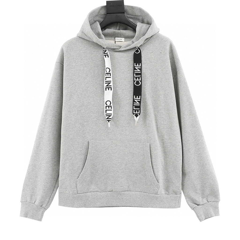 Celine Dual-Tone Logo Webbing Drawstring Oversized Hoodie