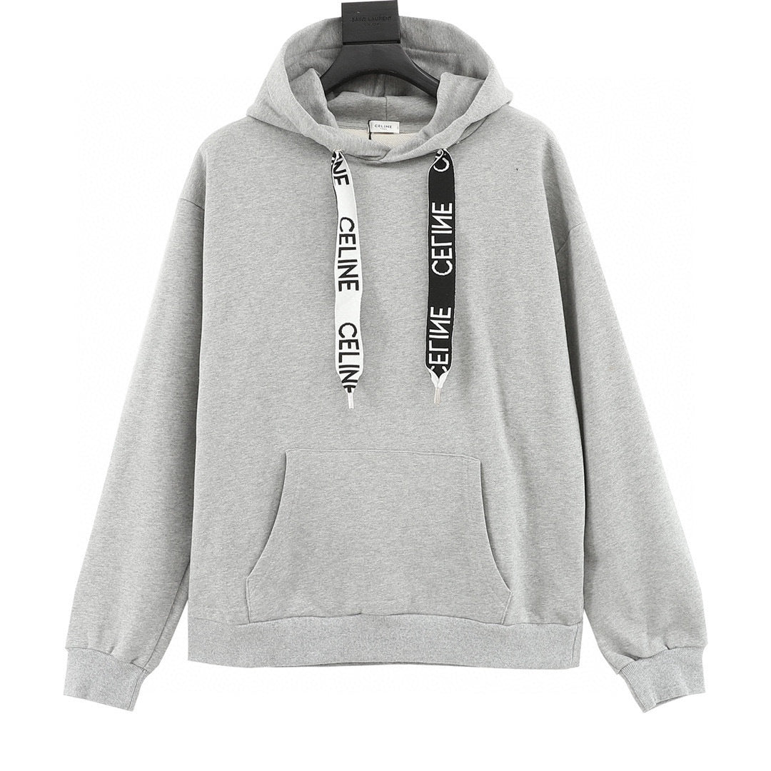 Celine Dual-Tone Logo Webbing Drawstring Oversized Hoodie