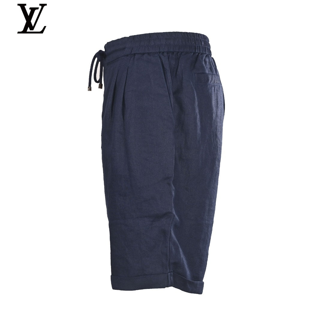 Louis Vuitton Men's Navy Linen Drawstring Shorts