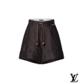 Louis Vuitton Dark Brown Linen Cuffed Shorts