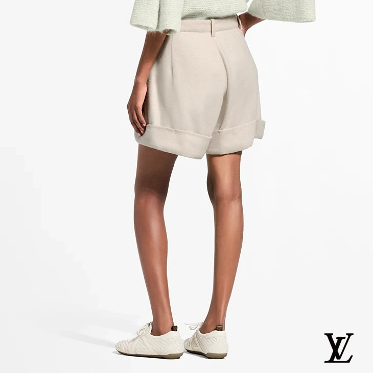 Louis Vuitton Beige Wool Cuffed Shorts