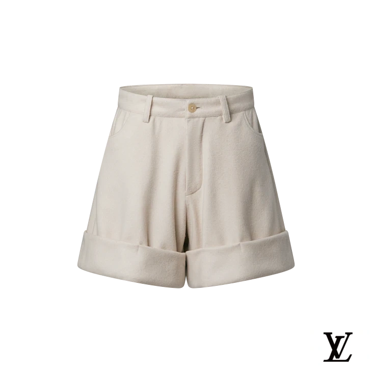 Louis Vuitton Beige Wool Cuffed Shorts