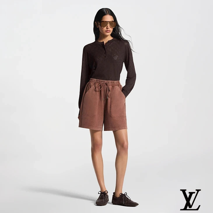 Louis Vuitton Washed Brown Drawstring Shorts