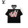 Louis Vuitton Black White Floral LV Colorblock Short-Sleeve Top