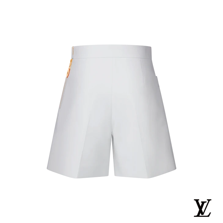 Louis Vuitton White Shorts with Gold Anchor Detail