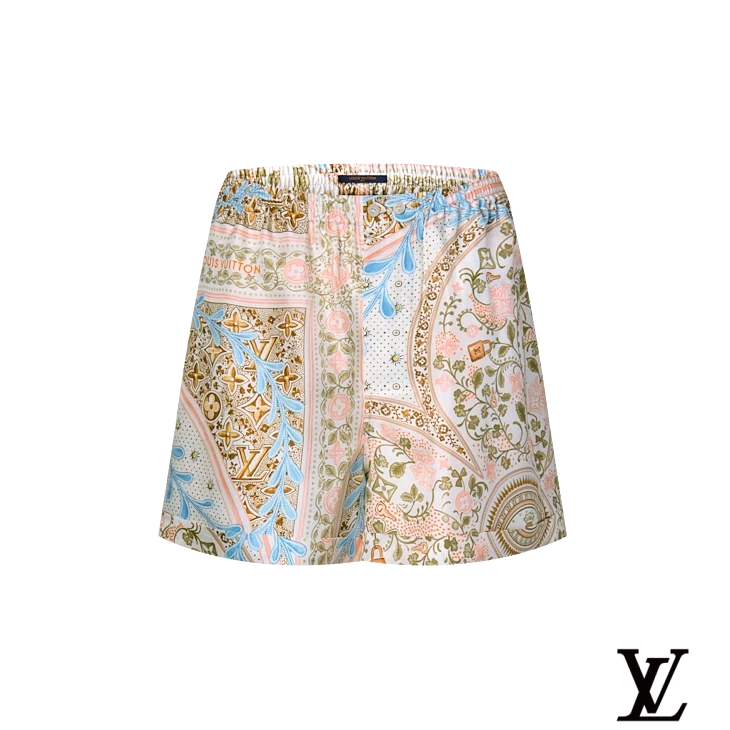 Louis Vuitton Floral Scarf Print Silk Shorts