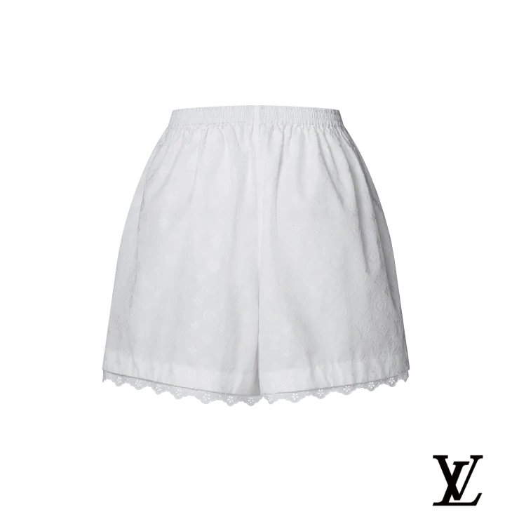 Louis Vuitton White Monogram Eyelet Lace Shorts