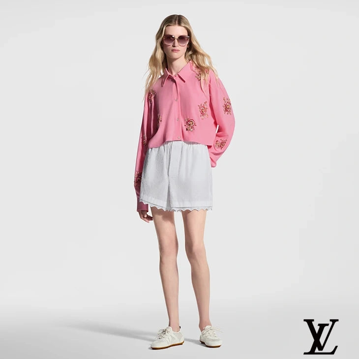 Louis Vuitton White Monogram Eyelet Lace Shorts