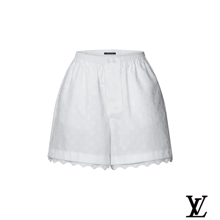 Louis Vuitton White Monogram Eyelet Lace Shorts