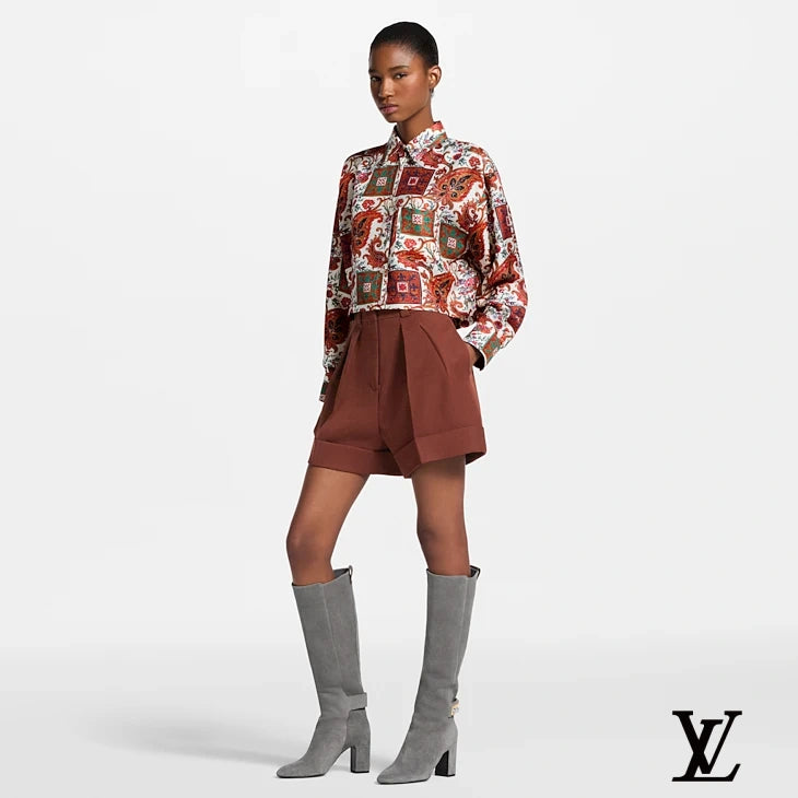Louis Vuitton Brown Pleated Cuffed Shorts
