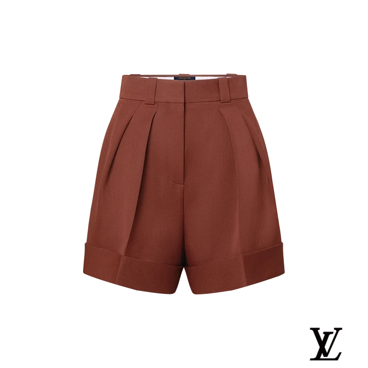 Louis Vuitton Brown Pleated Cuffed Shorts