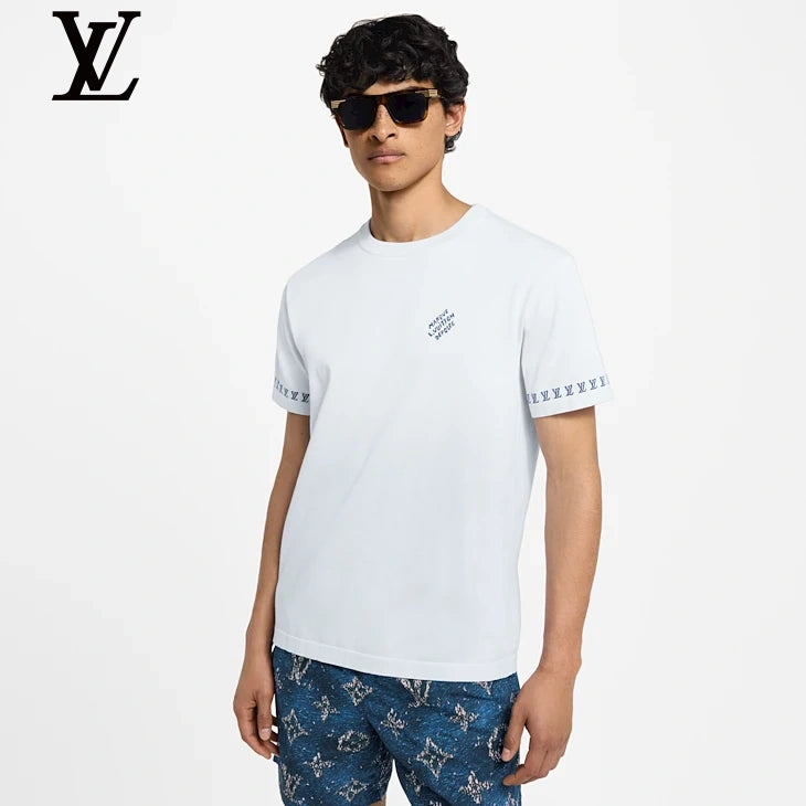 Louis Vuitton Light Blue Cuff Logo Short Sleeve T-Shirt