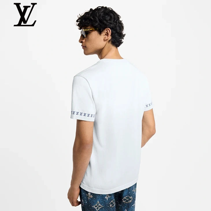 Louis Vuitton Light Blue Cuff Logo Short Sleeve T-Shirt
