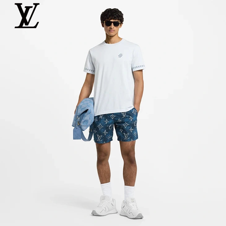 Louis Vuitton Light Blue Cuff Logo Short Sleeve T-Shirt