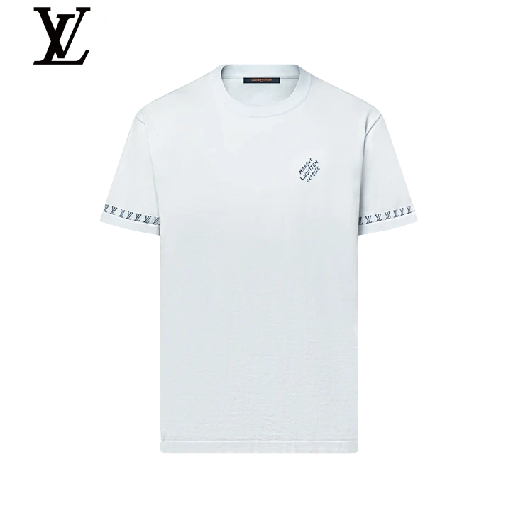 Louis Vuitton Light Blue Cuff Logo Short Sleeve T-Shirt