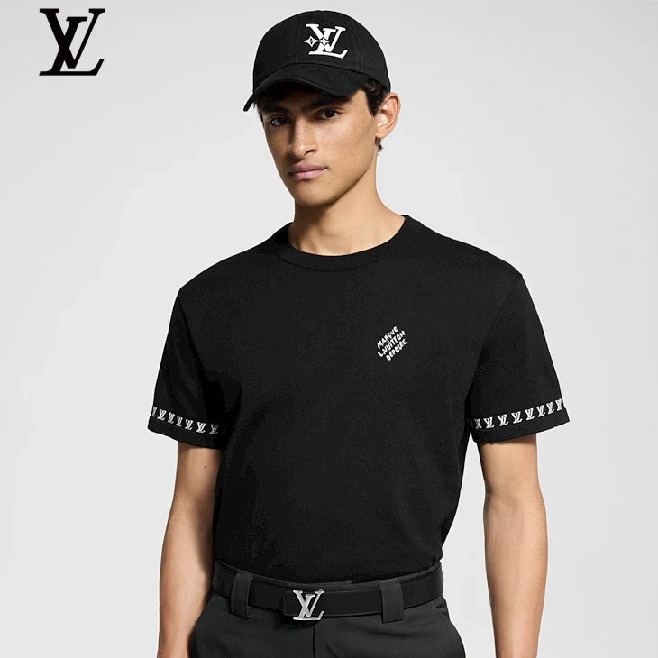 Louis Vuitton Black Cuff Logo Short Sleeve T-Shirt