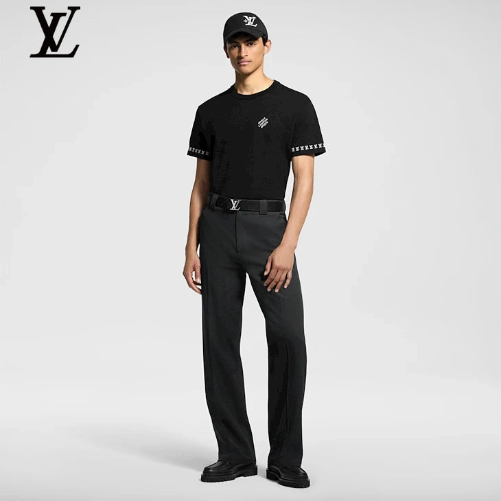 Louis Vuitton Black Cuff Logo Short Sleeve T-Shirt