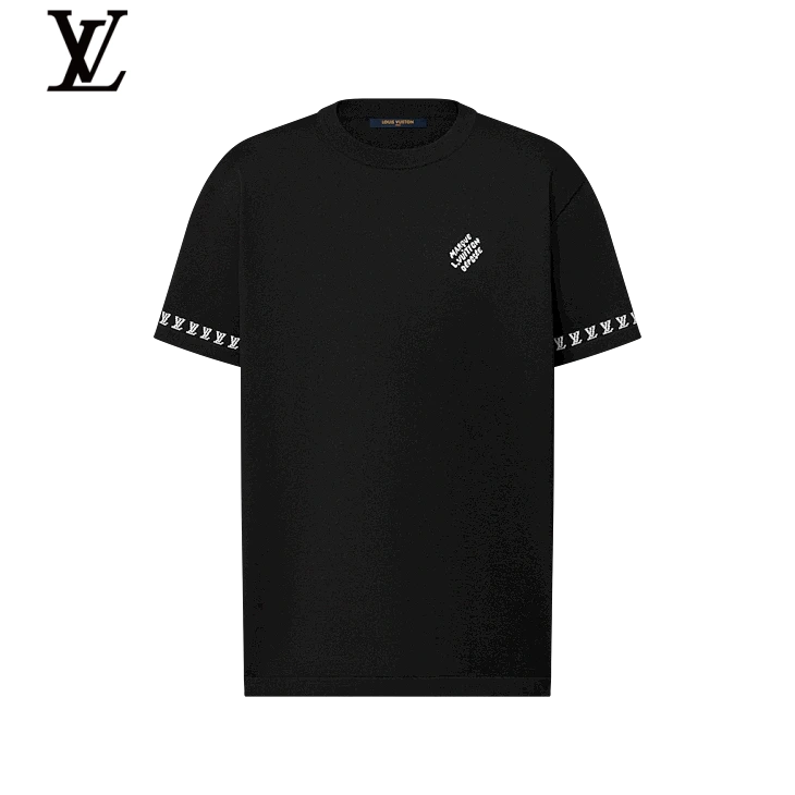 Louis Vuitton Black Cuff Logo Short Sleeve T-Shirt