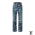 Louis Vuitton Dark Blue Graffiti Print Jeans