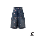 Louis Vuitton Blue Floral Crystal-Embellished Denim Shorts