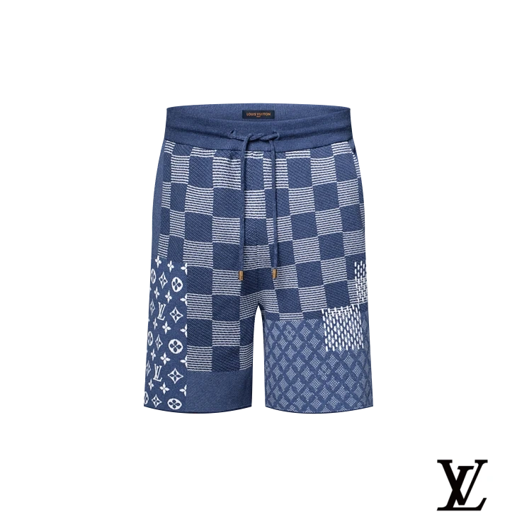 Louis Vuitton Blue Damier Patchwork Knit Shorts