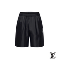 Louis Vuitton Black Satin Rhinestone Logo Shorts