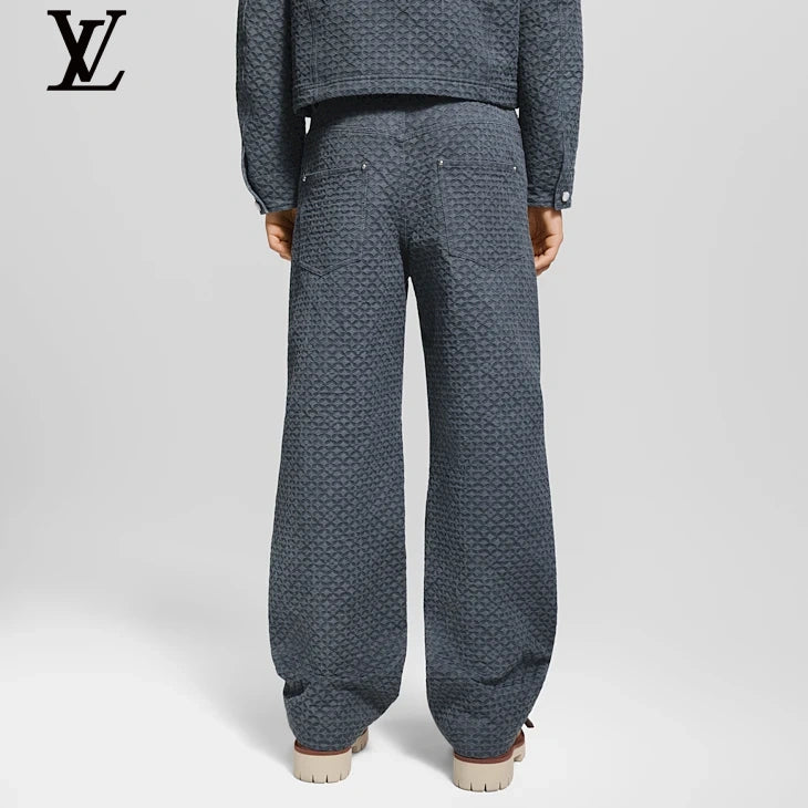 Louis Vuitton Grey Jacquard Wide-Leg Jeans