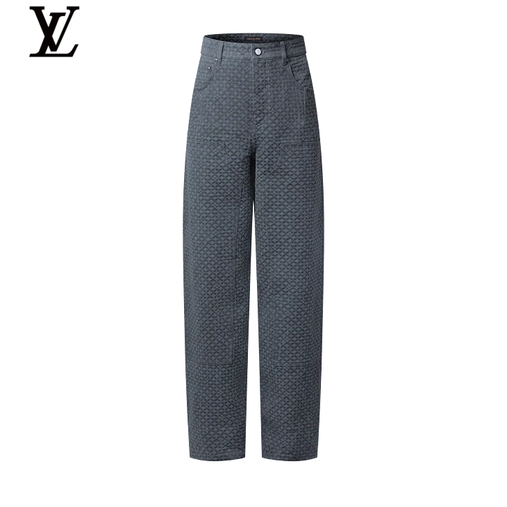 Louis Vuitton Grey Jacquard Wide-Leg Jeans